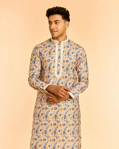 Diwas Men Mustard Blaze Party Kurta