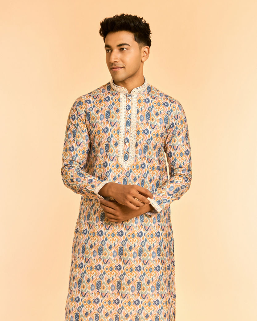 Diwas Men Mustard Blaze Party Kurta
