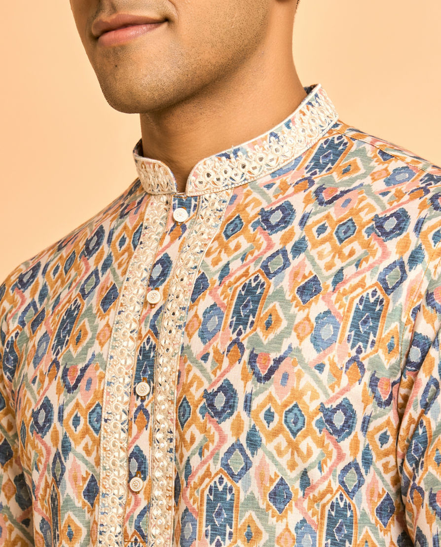 Diwas Men Mustard Blaze Party Kurta