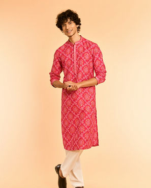 Diwas Men Regal Rani Pink Kurta