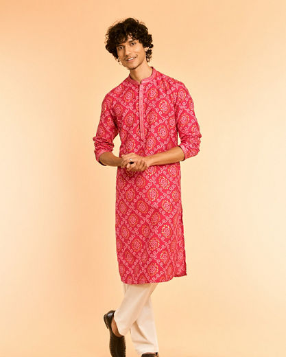 Diwas Men Regal Rani Pink Kurta