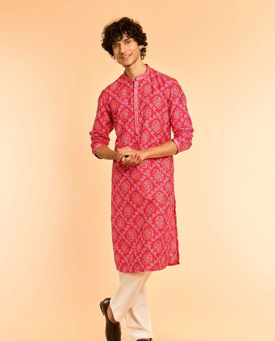 Diwas Men Regal Rani Pink Kurta