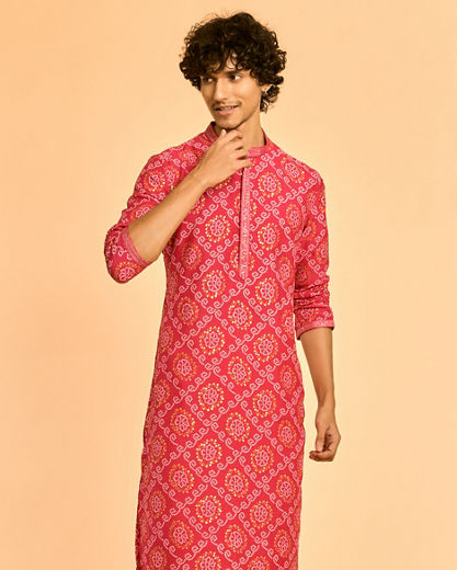 Diwas Men Regal Rani Pink Kurta