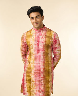 Diwas Men Ethereal Pink and Green Kurta