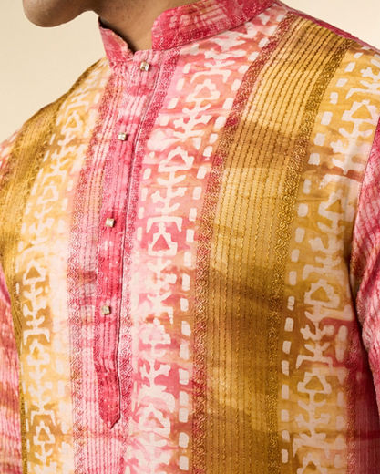 Diwas Men Ethereal Pink and Green Kurta