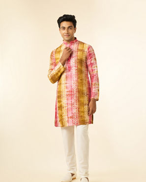 Diwas Men Ethereal Pink and Green Kurta