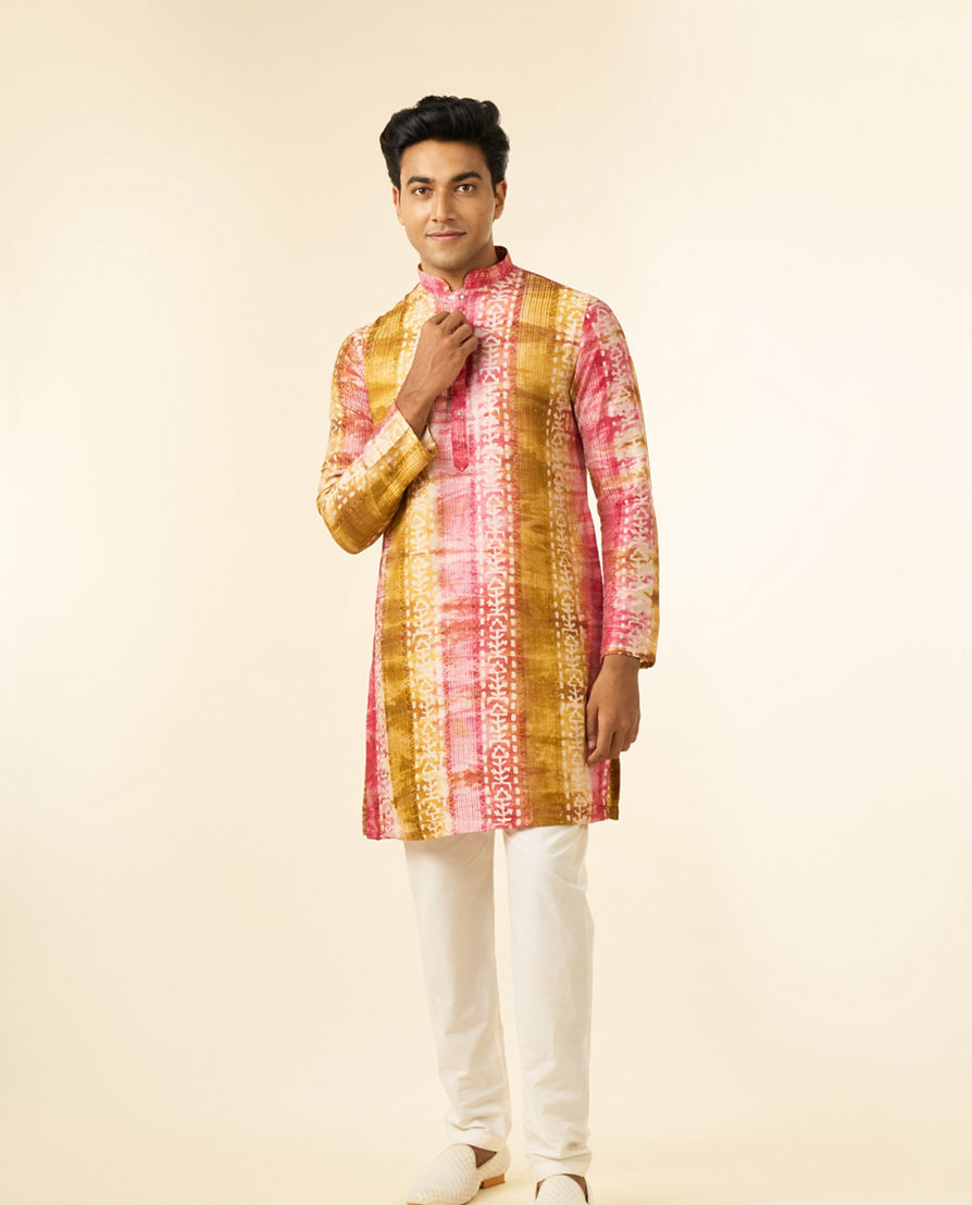 Diwas Men Ethereal Pink and Green Kurta