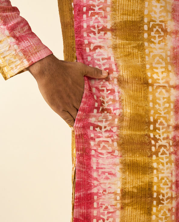 Diwas Men Ethereal Pink and Green Kurta