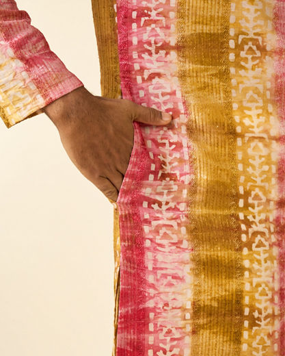 Diwas Men Ethereal Pink and Green Kurta