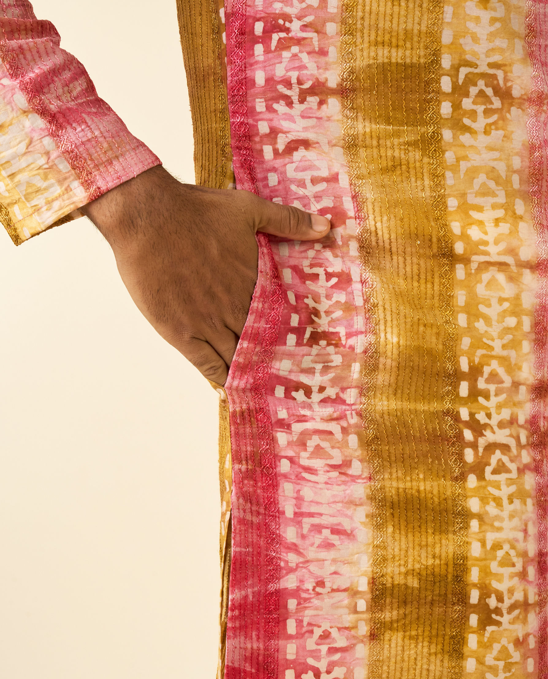 Diwas Men Ethereal Pink and Green Kurta