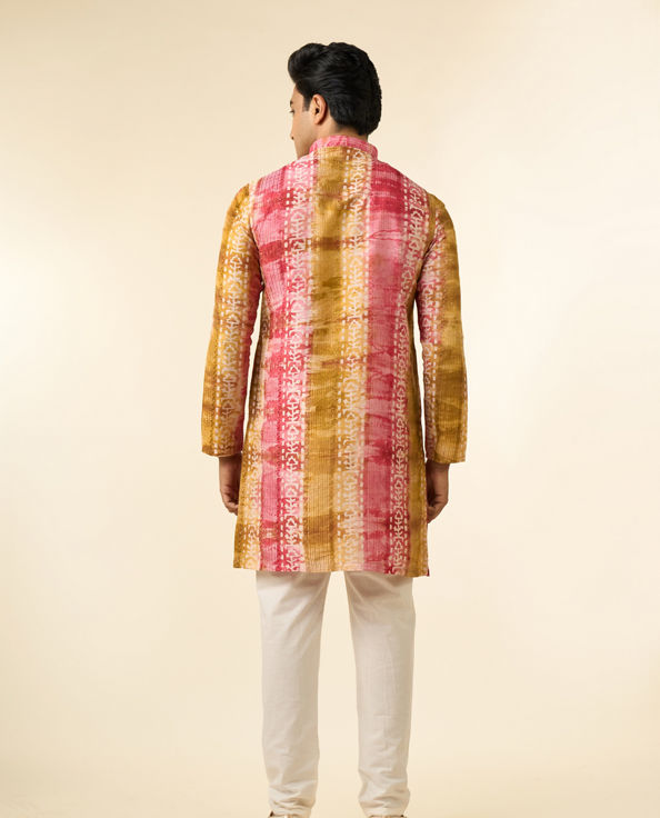 Diwas Men Ethereal Pink and Green Kurta