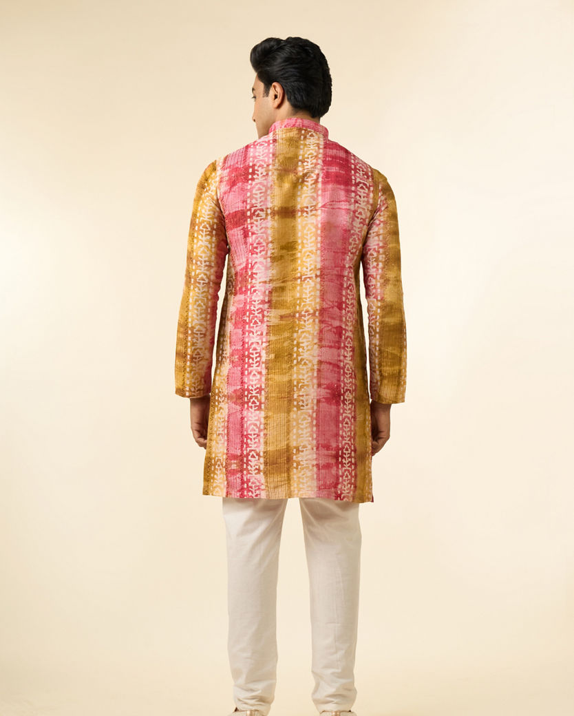Diwas Men Ethereal Pink and Green Kurta
