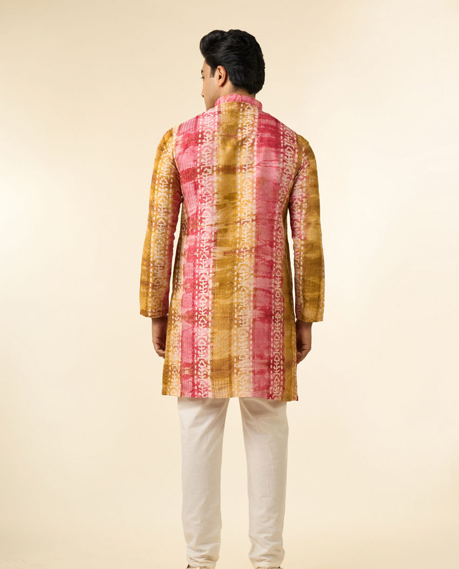 Diwas Men Ethereal Pink and Green Kurta