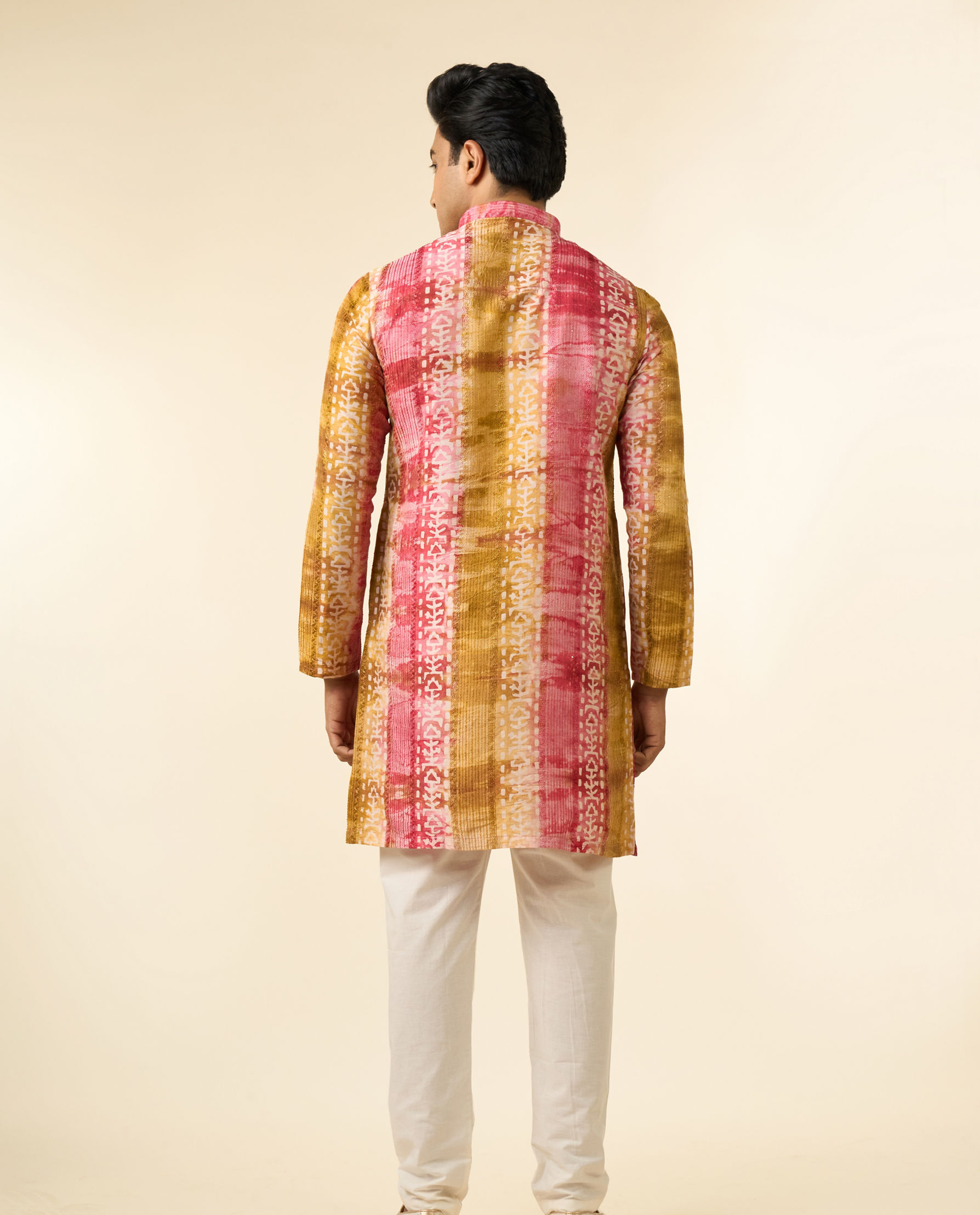 Diwas Men Ethereal Pink and Green Kurta
