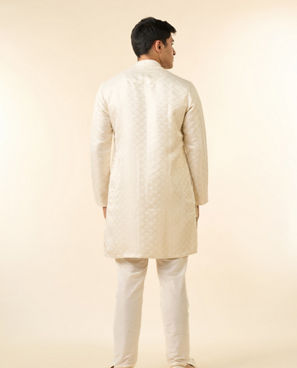 Diwas Men Cream Brocade Front Open Kurta