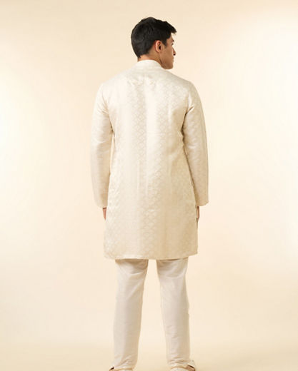 Diwas Men Cream Brocade Front Open Kurta