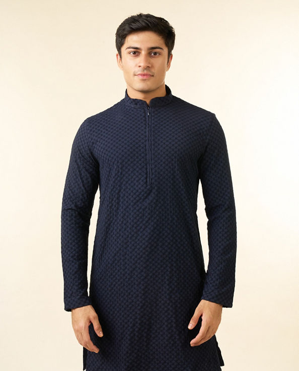 Diwas Men Vibrant Dark Blue Kurta