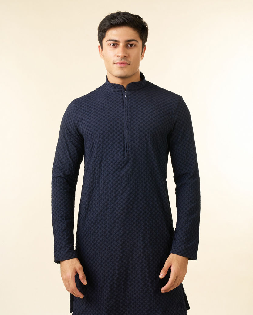 Diwas Men Vibrant Dark Blue Kurta