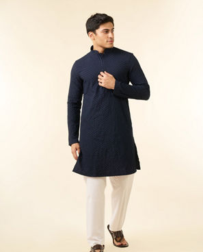 Diwas Men Vibrant Dark Blue Kurta