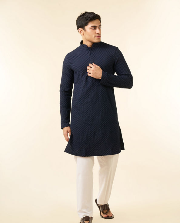 Diwas Men Vibrant Dark Blue Kurta