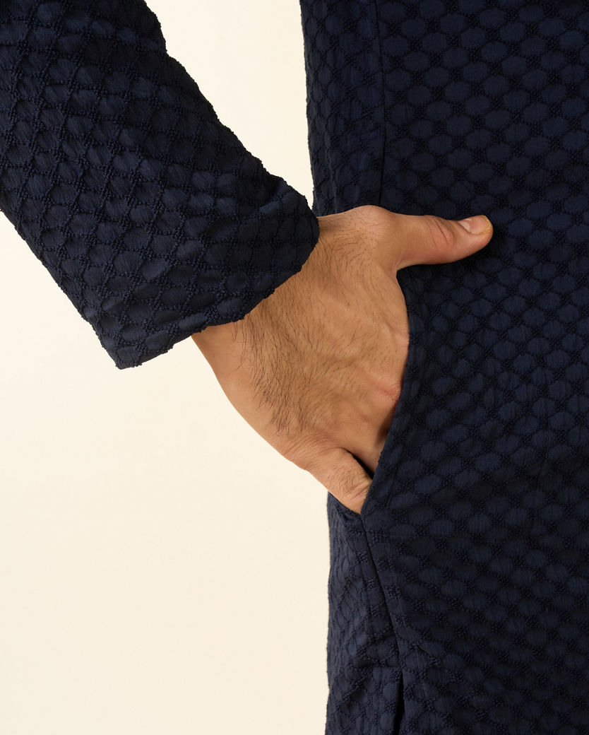 Diwas Men Vibrant Dark Blue Kurta