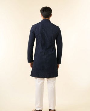 Diwas Men Vibrant Dark Blue Kurta