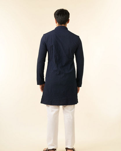 Diwas Men Vibrant Dark Blue Kurta