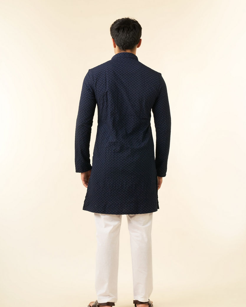 Diwas Men Vibrant Dark Blue Kurta