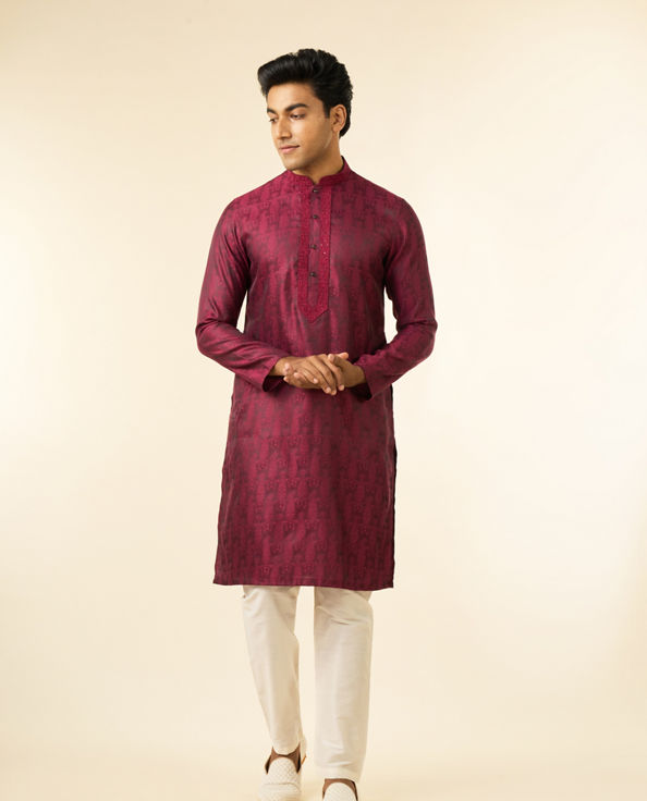 Diwas Men Wine-Colored Kurta