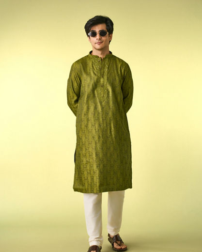 Diwas Men Olive Green Radiance Kurta