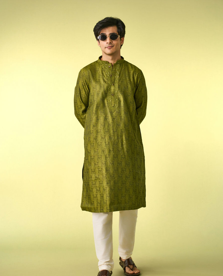 Diwas Men Olive Green Radiance Kurta