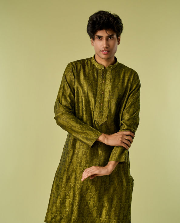 Diwas Men Olive Green Radiance Kurta