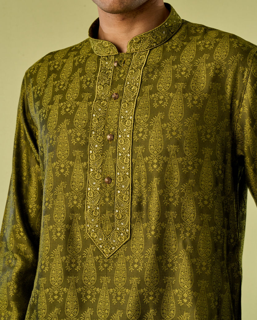 Diwas Men Olive Green Radiance Kurta