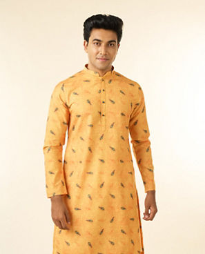 Diwas Men Breezy Mustard Kurta