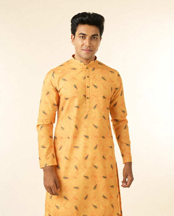 Diwas Men Breezy Mustard Kurta