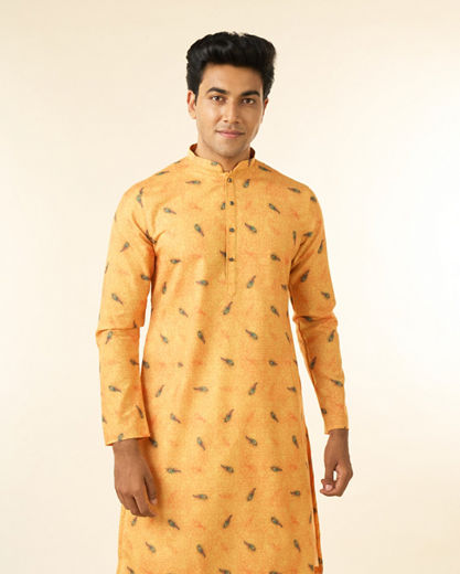 Diwas Men Breezy Mustard Kurta