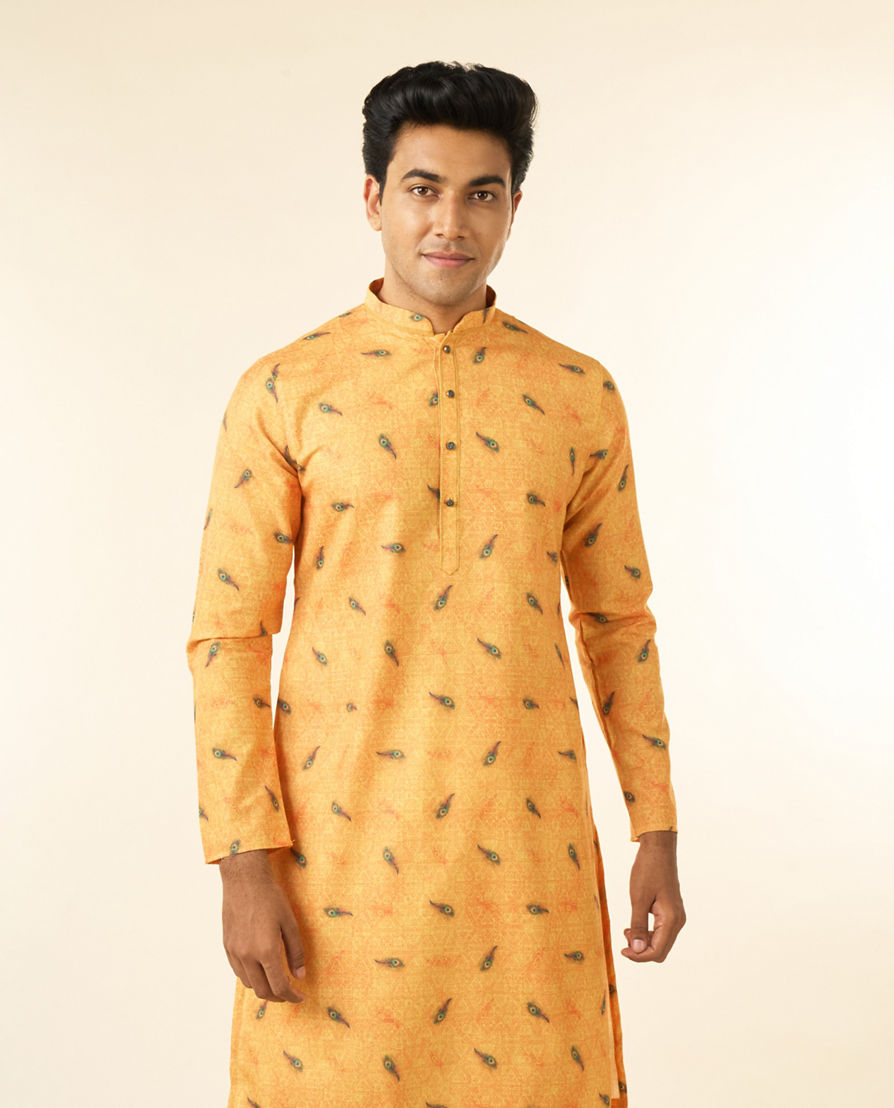 Diwas Men Breezy Mustard Kurta