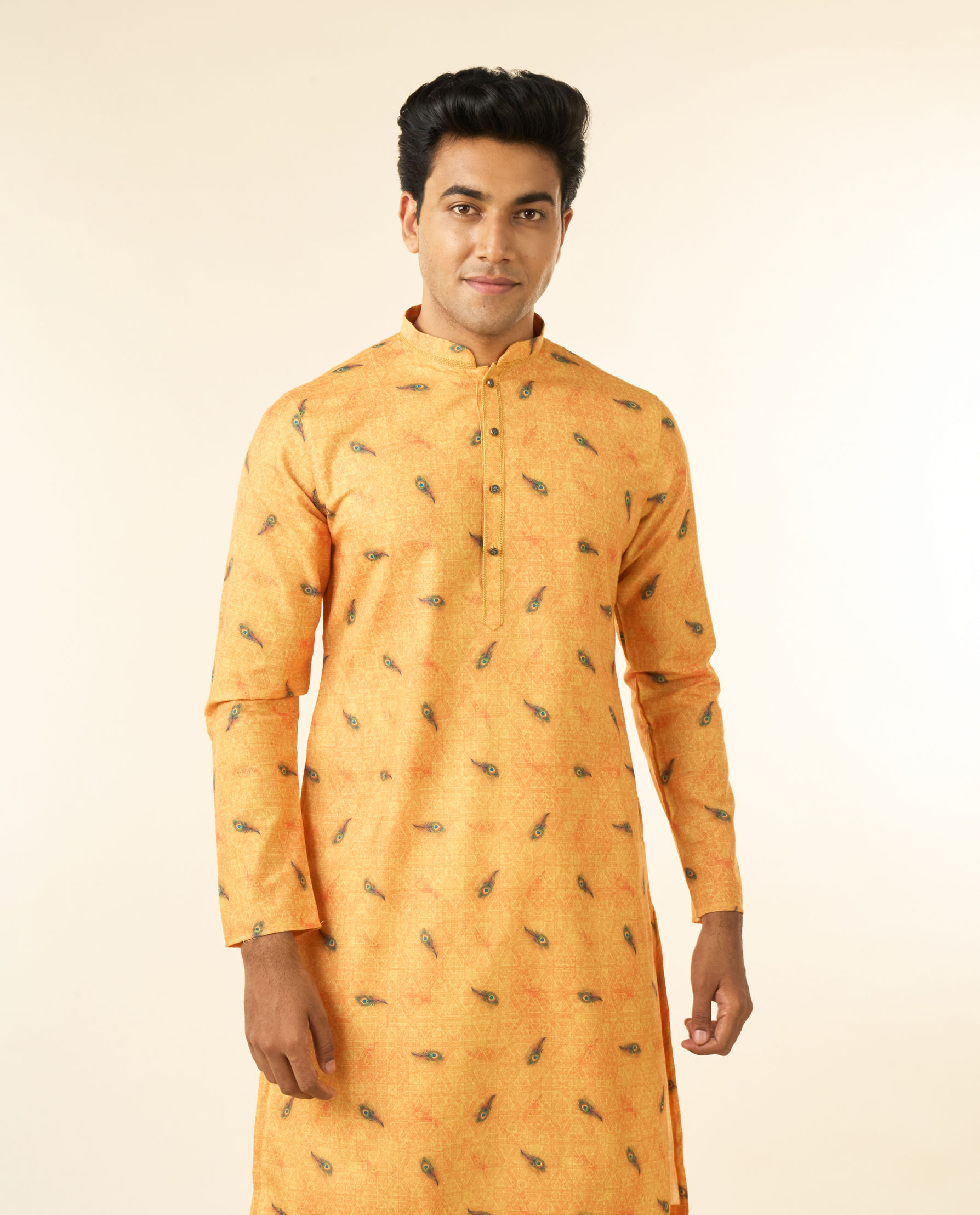 Diwas Men Breezy Mustard Kurta