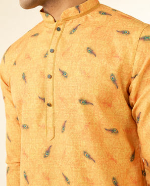Diwas Men Breezy Mustard Kurta