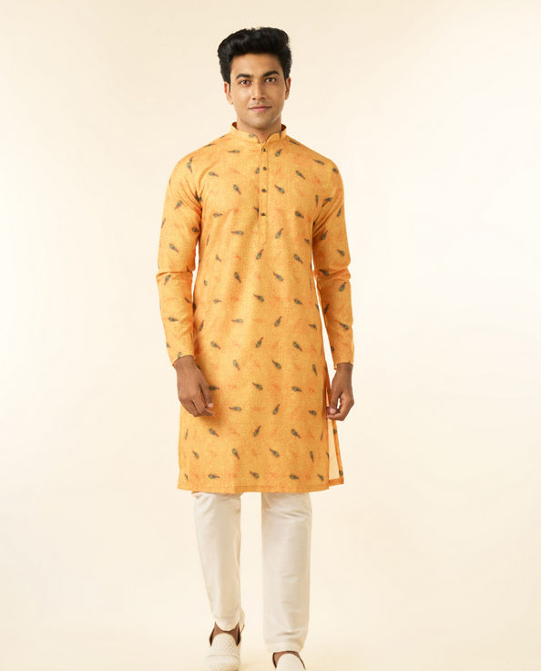 Diwas Men Breezy Mustard Kurta