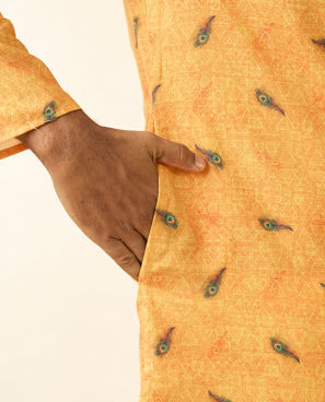 Diwas Men Breezy Mustard Kurta