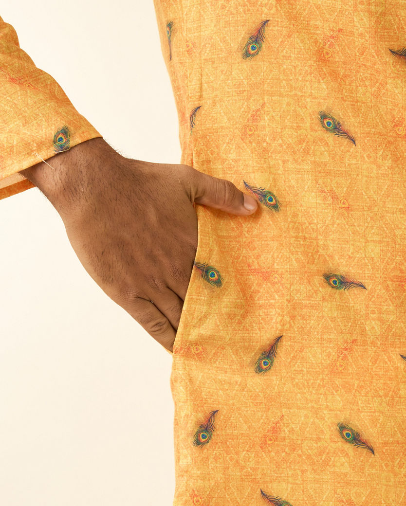 Diwas Men Breezy Mustard Kurta
