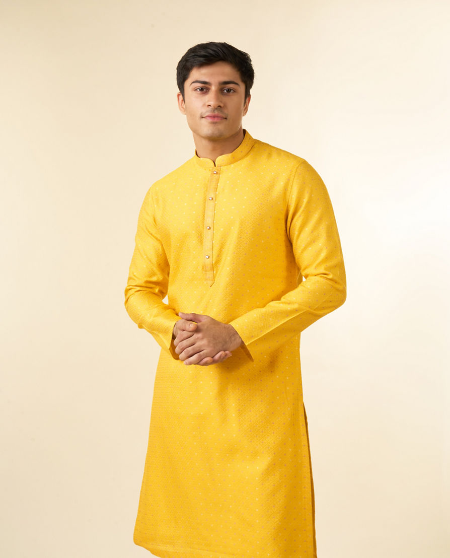 Diwas Men Yellow Jacquard Kurta for Men