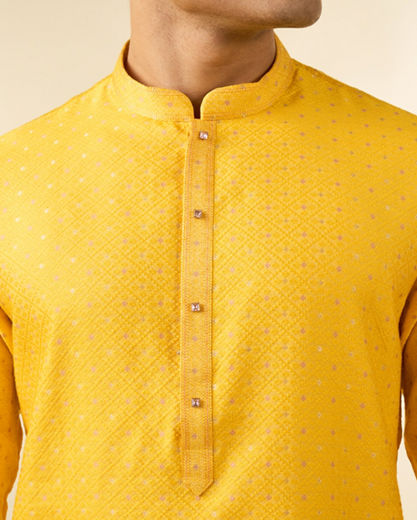 Diwas Men Yellow Jacquard Kurta for Men