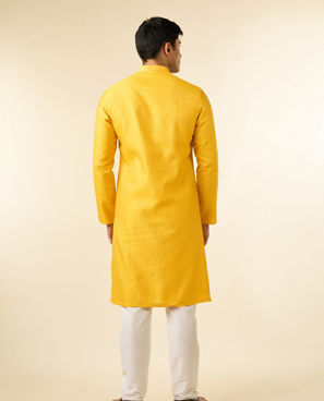 Diwas Men Yellow Jacquard Kurta for Men