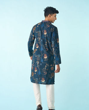 Diwas Men Ethereal Dark Blue Kurta Pajama