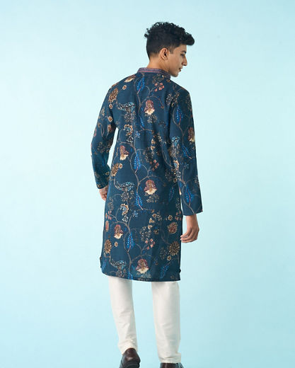 Diwas Men Ethereal Dark Blue Kurta Pajama