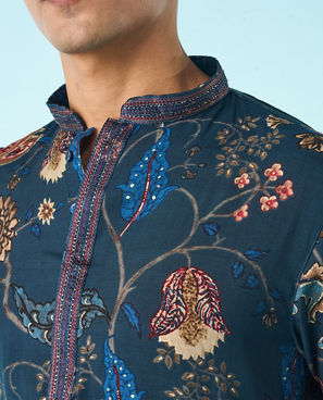 Diwas Men Ethereal Dark Blue Kurta Pajama