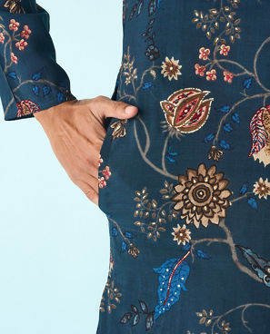 Diwas Men Ethereal Dark Blue Kurta Pajama