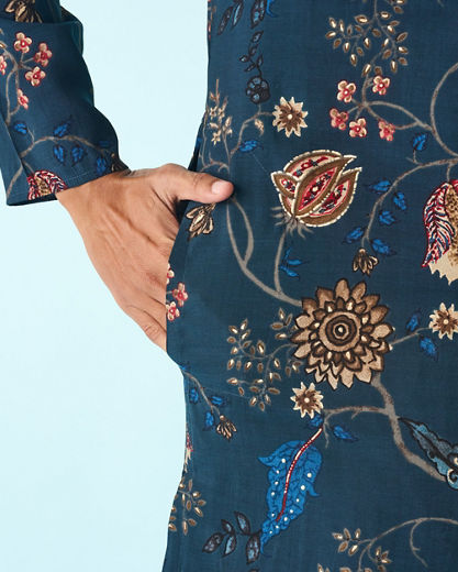 Diwas Men Ethereal Dark Blue Kurta Pajama